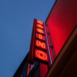 a casino signage illuminated at night