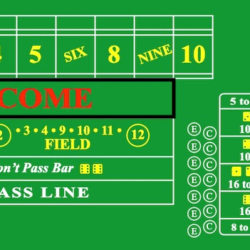 Craps table layout with come bet area highlighted